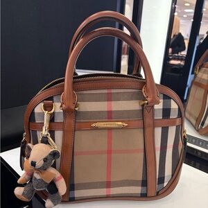 Burberry Tan and Brown Checkered Satchel